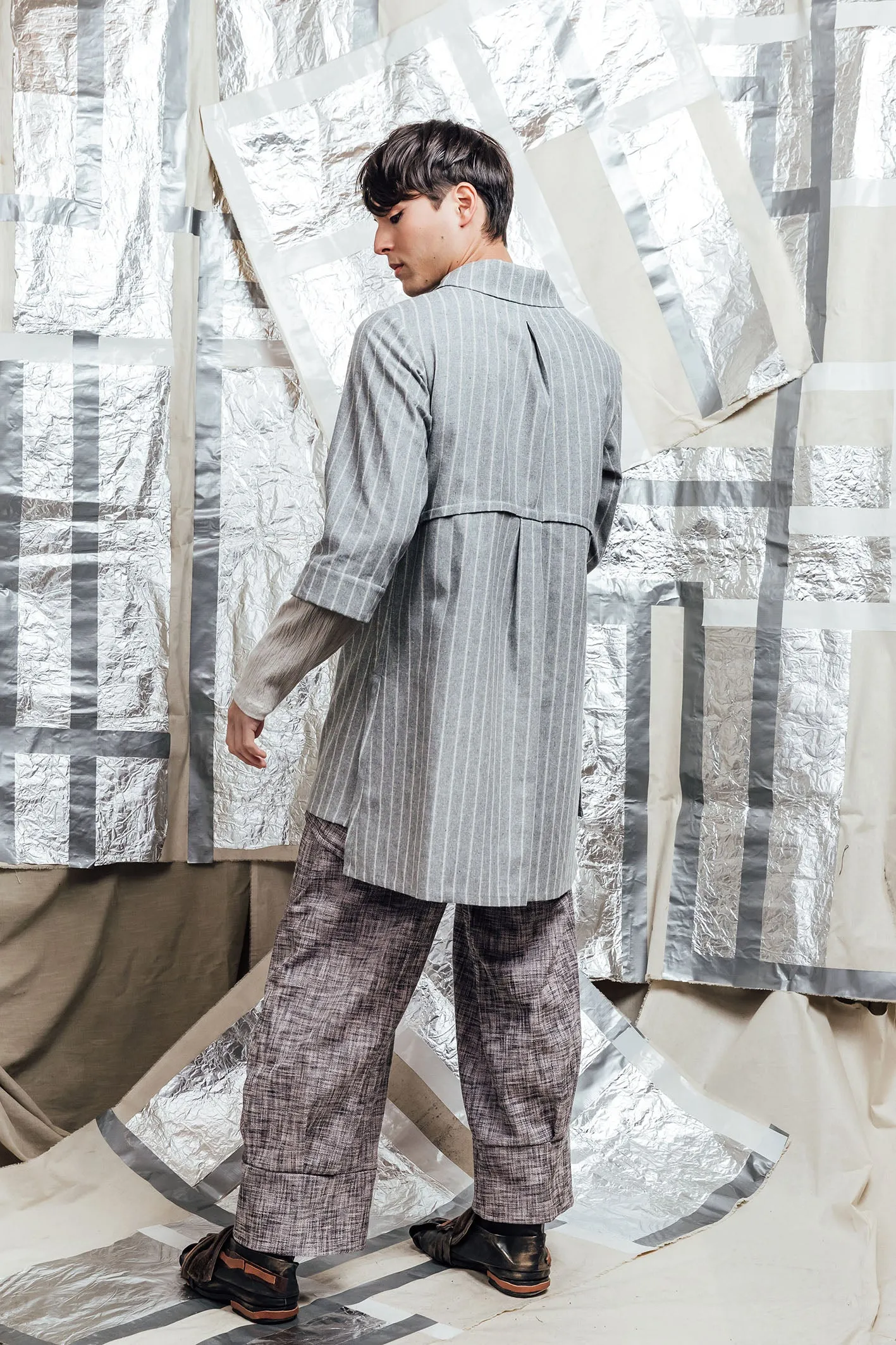 AW23 SIDD TUNIC SHIRT - ASH PINSTRIPE