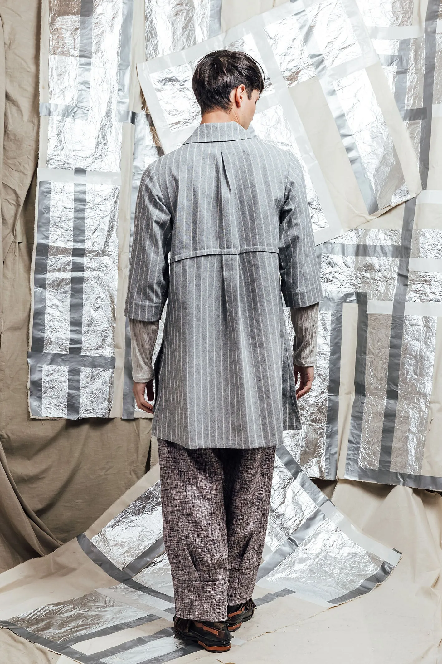 AW23 SIDD TUNIC SHIRT - ASH PINSTRIPE