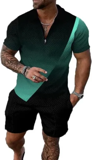 BIRW Mens Short Sets 2 Piece Outfits Polo Shirt Fashion Summer Tracksuits Casual Set Short Sleeve and Shorts Set for Men