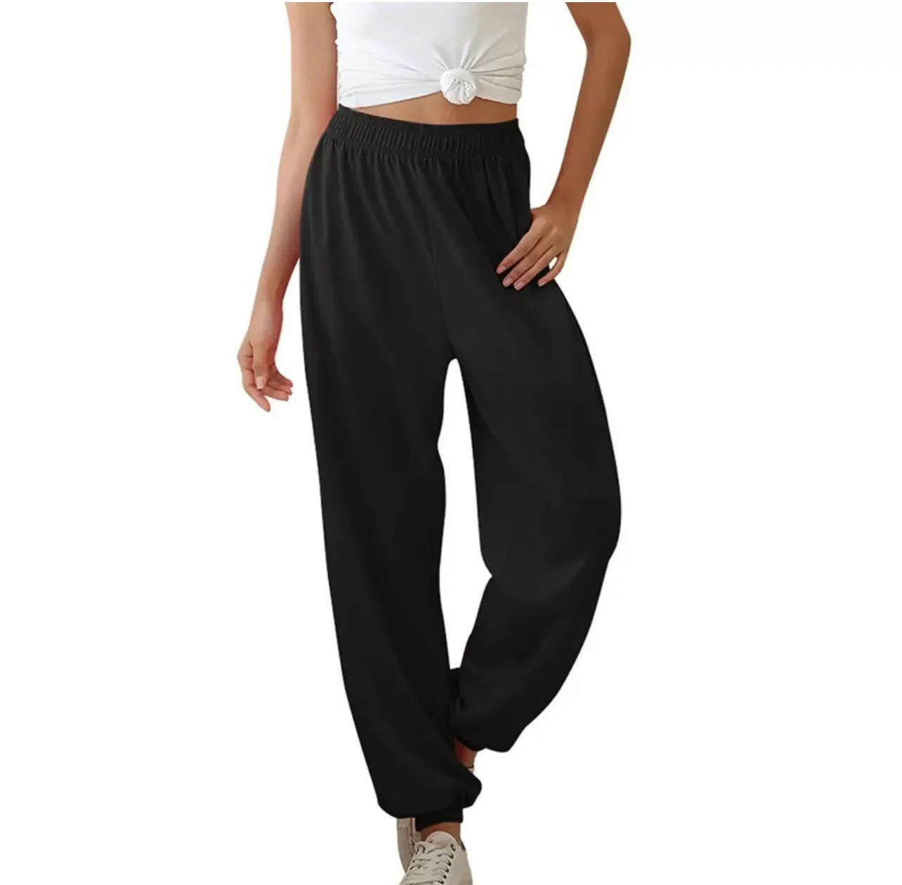 Elastic yoga joggers