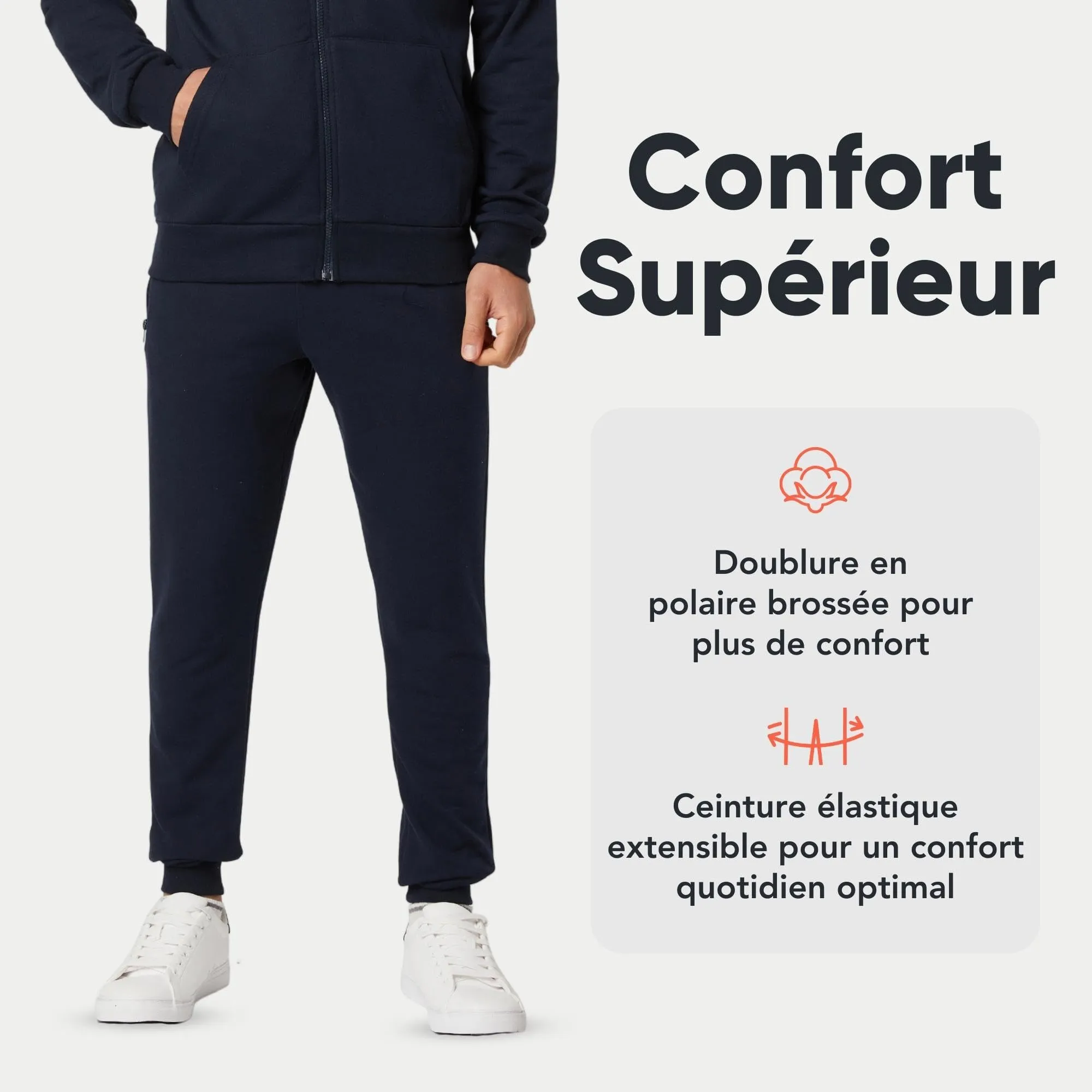 FM London Slim - Pantalon de Jogging Coupe ajuste pour Hommes  Poches zippes
