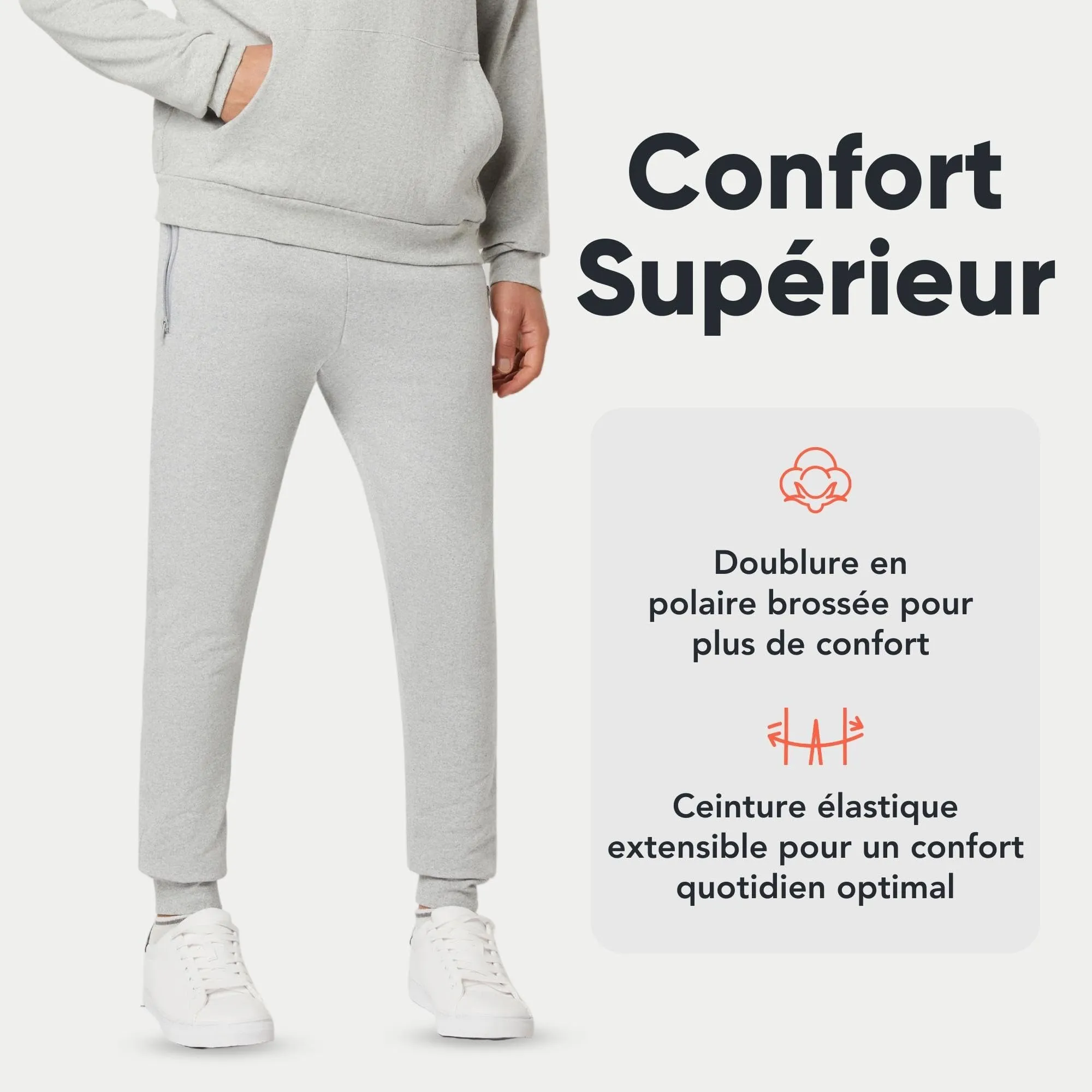 FM London Slim - Pantalon de Jogging Coupe ajuste pour Hommes  Poches zippes