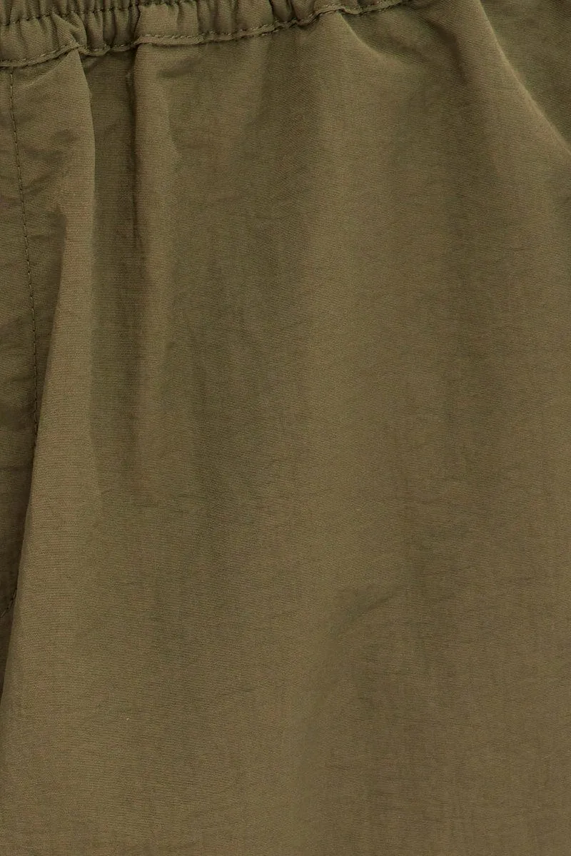 Green Parachute Cargo Pants Low Rise
