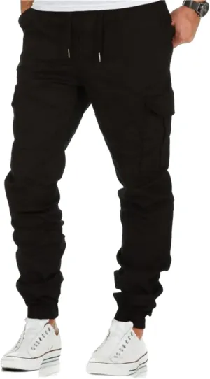 Men's Joggers Pants Drawstring Hiking Sweatpants Solid Slim Fit Joggers Pants Lightweight Casual Sports Trousers