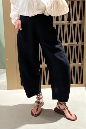 OVERSIZED CROPPED HIGHWAIST PANTS BLACK