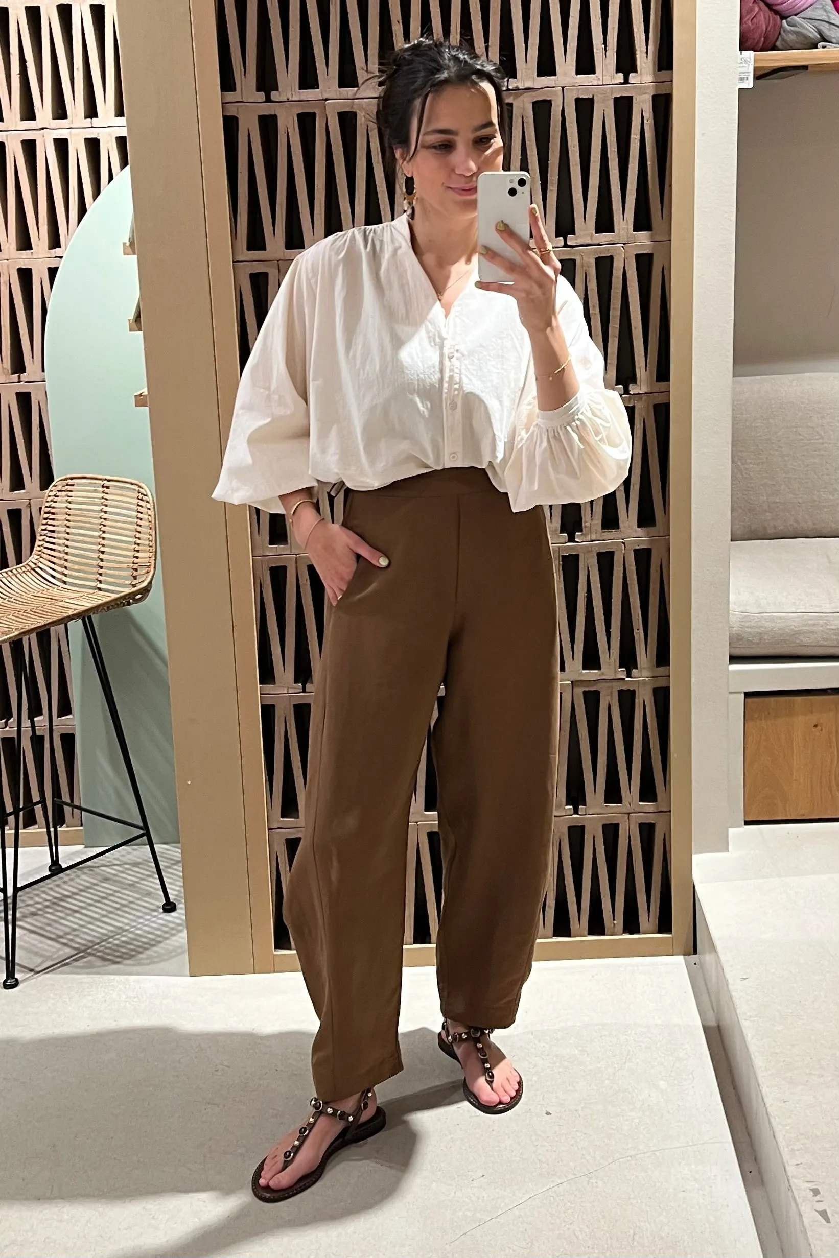 OVERSIZED HIGHWAIST PANTS BROWN