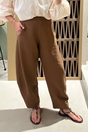 OVERSIZED HIGHWAIST PANTS BROWN