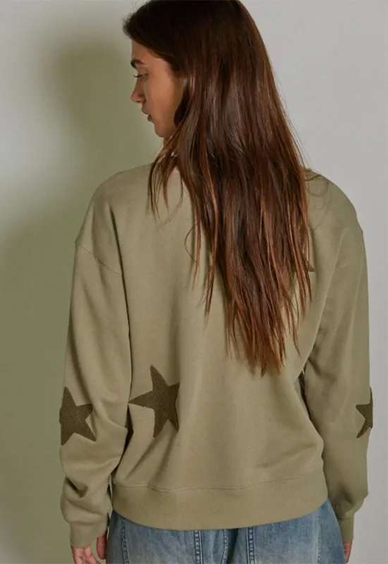 Star Patch Cotton Pullover - Olive